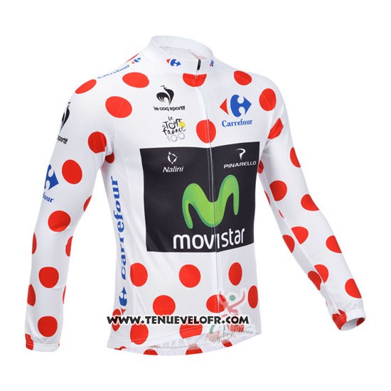 2013 Maillot Ciclismo Movistar Lider Blanc et Rouge Manches Longues et Cuissard
